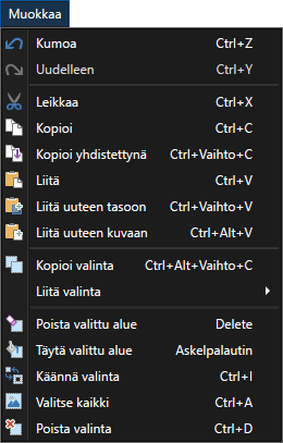 Muokkaa valikko