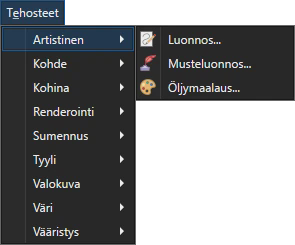 Efektit valikko